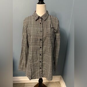 St. John Black and White Gingham Button Down Shirt